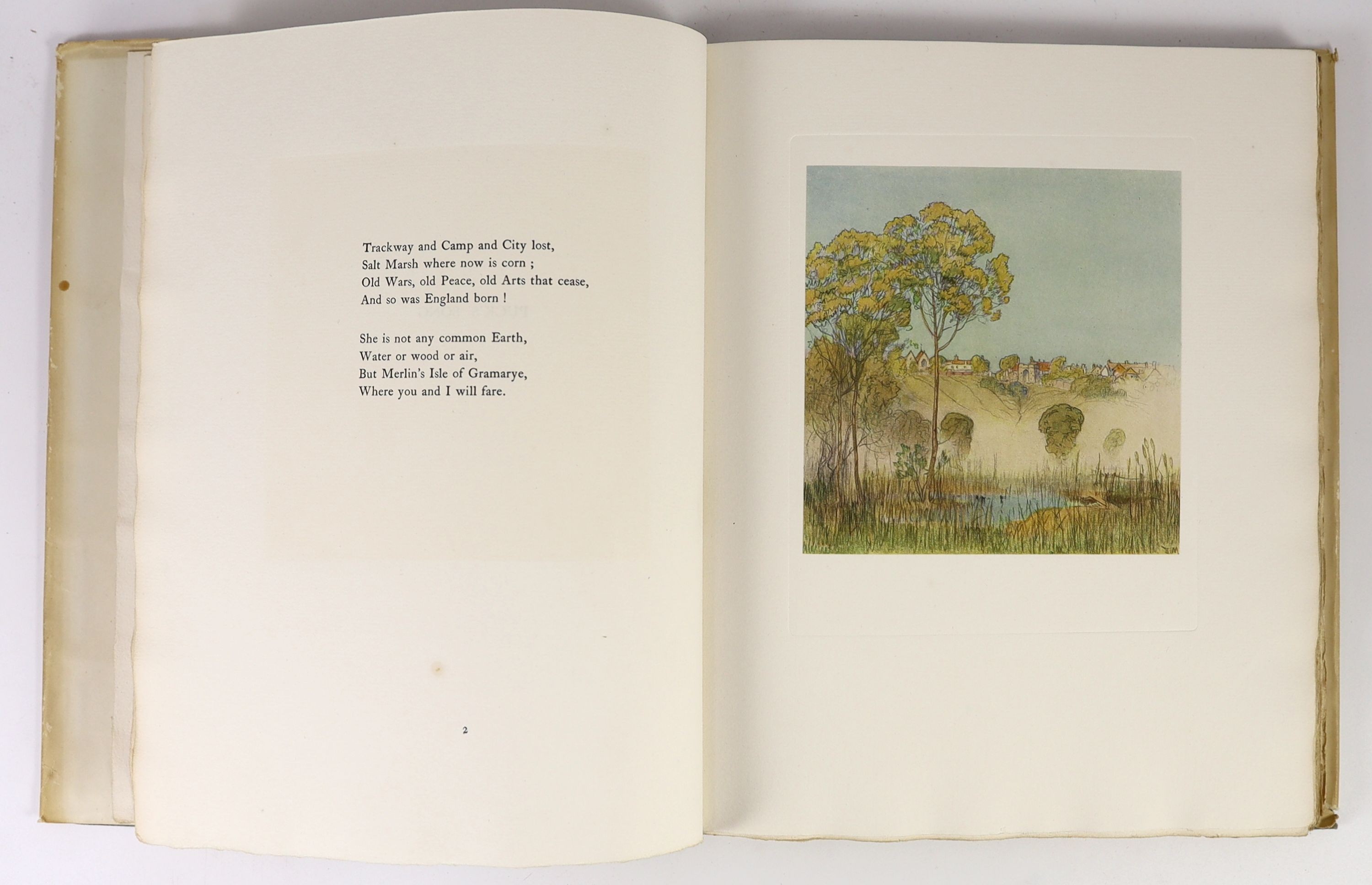 Kipling, Rudyard - Sea and Sussex, one of 500 signed by the author, illustrated with 24 mounted colour plates by Donald Maxwell, 4to, quarter vellum, in d/j, Macmillan and Co., Ltd, London, 1926, in slip case.